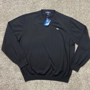 Salmon Cove Sweater Men's XL Black 100% Merino Wool‎ V-Neck Pullover NWT